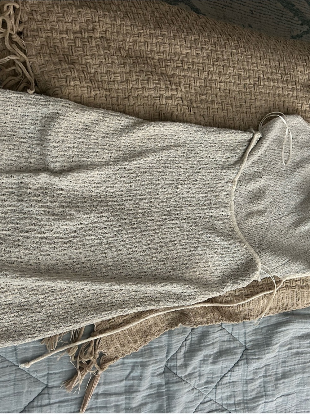 Free People Backless Knit Dress in Light Beige/Bluey Grey - Picture 4 of 6